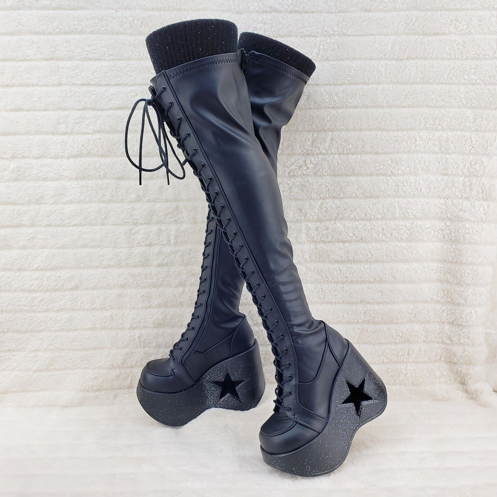 Other Dynamite 300 Platform 5" Star Heel Stretch Goth Punk Thigh B Size US 11 / IT 41 - 1 Thumbnail