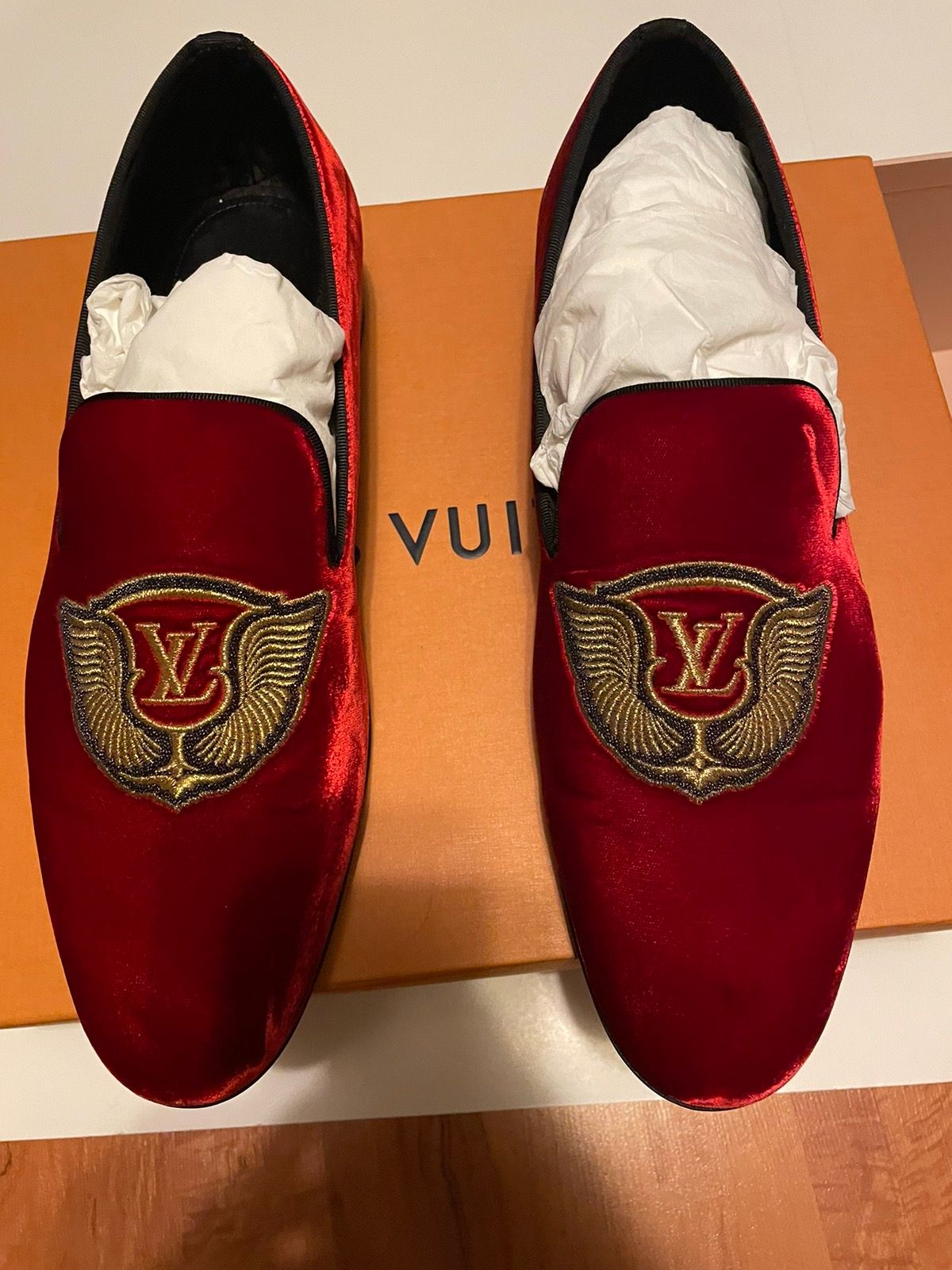 Louis Vuitton Louis Vuitton red suede shoes