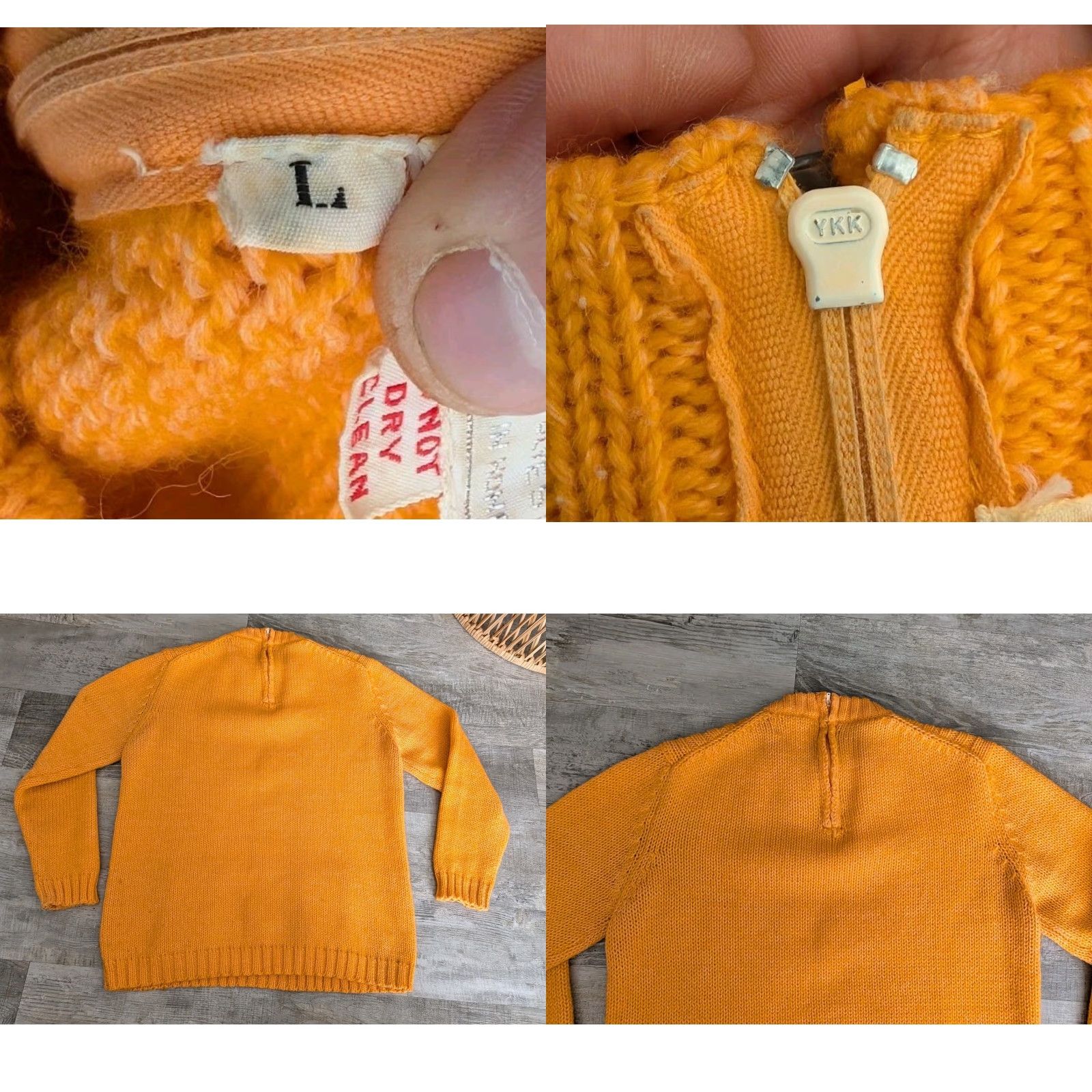 Vintage VINTAGE Cardigan Sweater Wool Blend Women L Front Pockets Hand Loomed Orange 90s 80s Classic Womens Holiday Knit Sweater with Zipper Back Pocket(s) Size L / US 10 / IT 46 - 8 Thumbnail