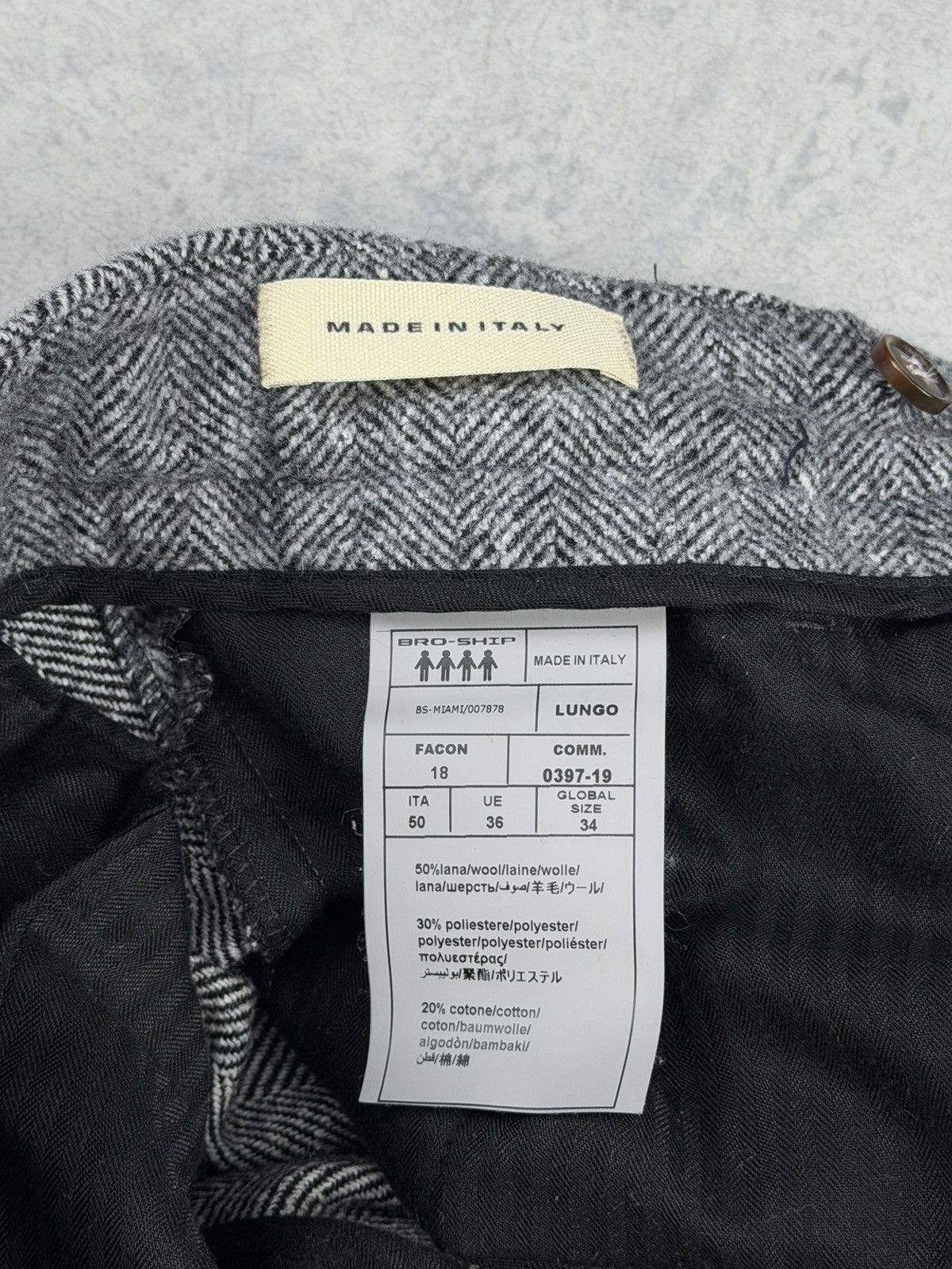 Other BRO-SHIP Wool/Cotton Pants Size 34 EU 50 Grey Herringbone Size US 34 / EU 50 - 6 Thumbnail