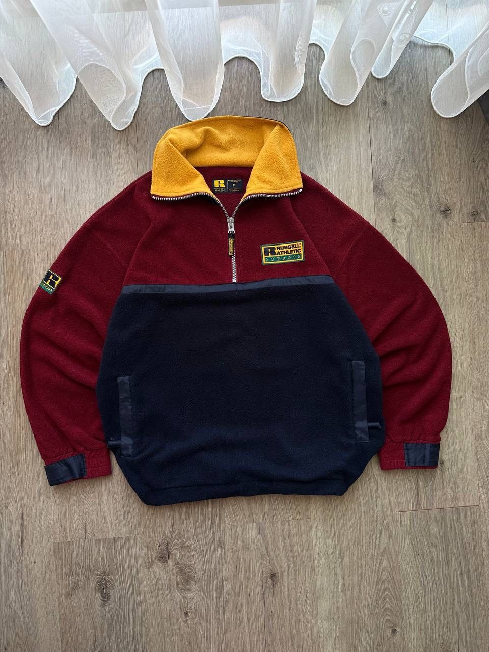 Russell Athletic × Vintage Vintage 90’s Russell Athletic 1/4 Zip Fleece Jacket Logo Size US XL / EU 56 / 4 - 1 Thumbnail
