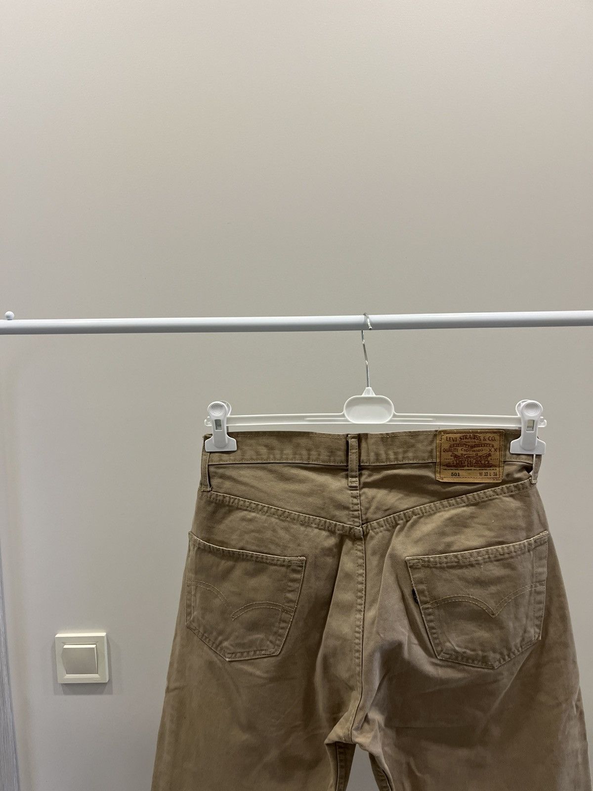 Levi's Vintage Y2K Levi’s 501 Made in U.S.A Button Beige Jeans Size US 32 / EU 48 - 5 Thumbnail
