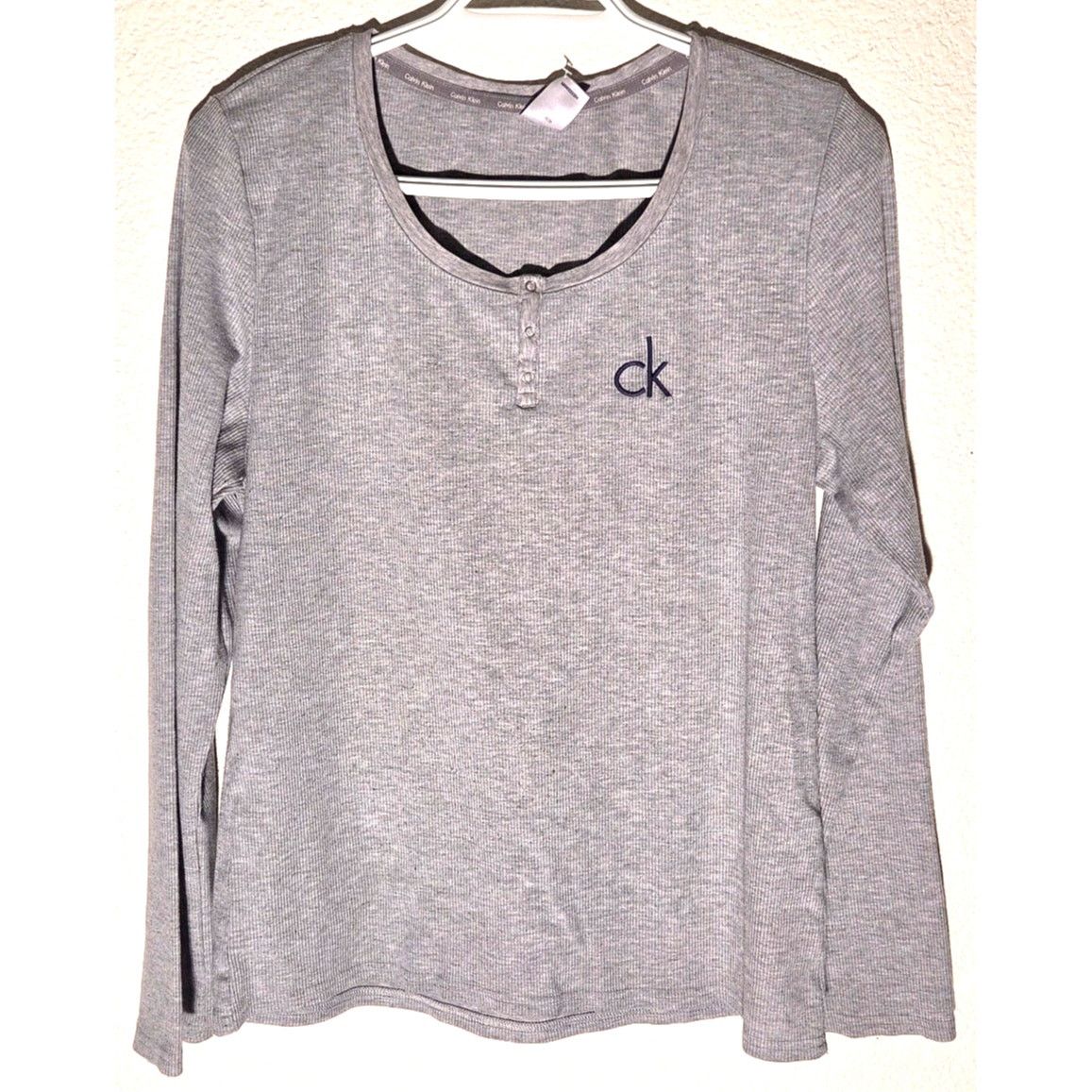 Calvin Klein Calvin Klein Heather Grey Fleece Ribbed Pajama Top XL Size XL / US 12-14 / IT 48-50 - 3 Thumbnail