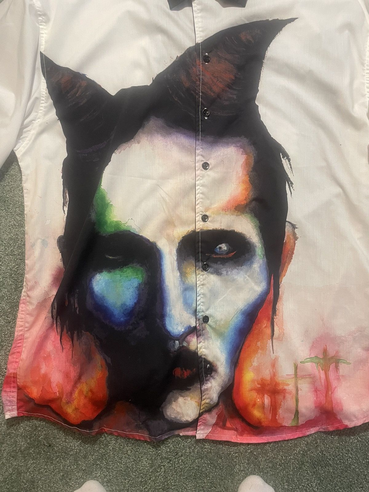 Marilyn Manson × Pleasures Marilyn Manson Watercolor Button Up Size US XL / EU 56 / 4 - 2 Thumbnail