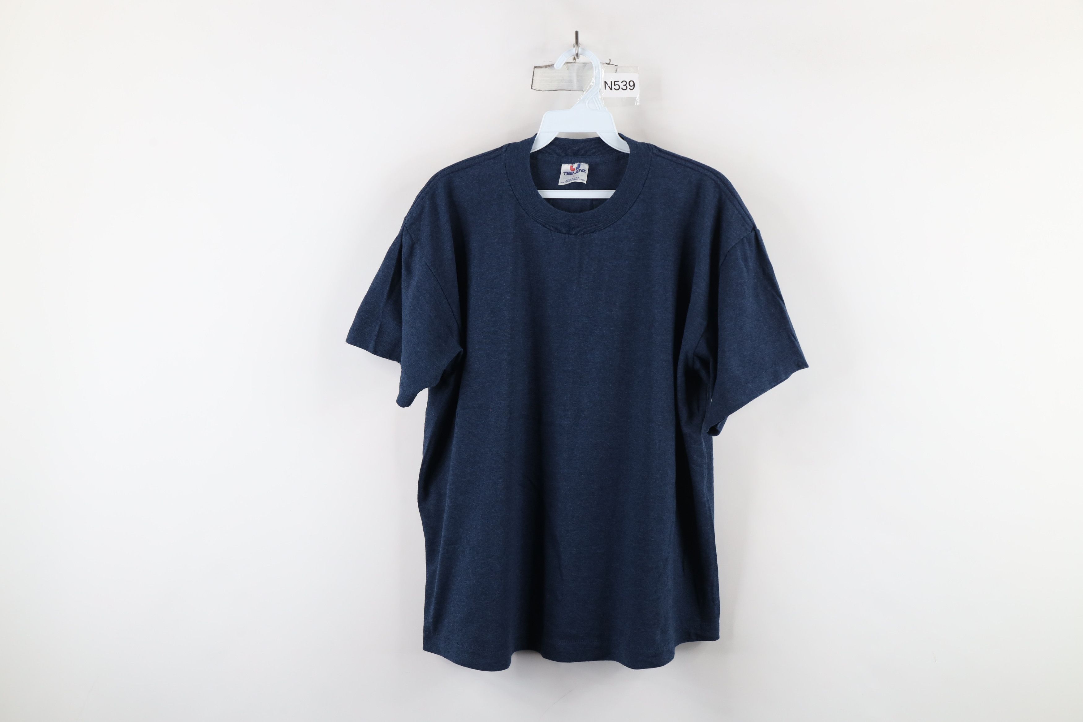 Vintage Vintage 90s Streetwear Blank Short Sleeve T-Shirt Blue USA Size US L / EU 52-54 / 3 - 1 Thumbnail