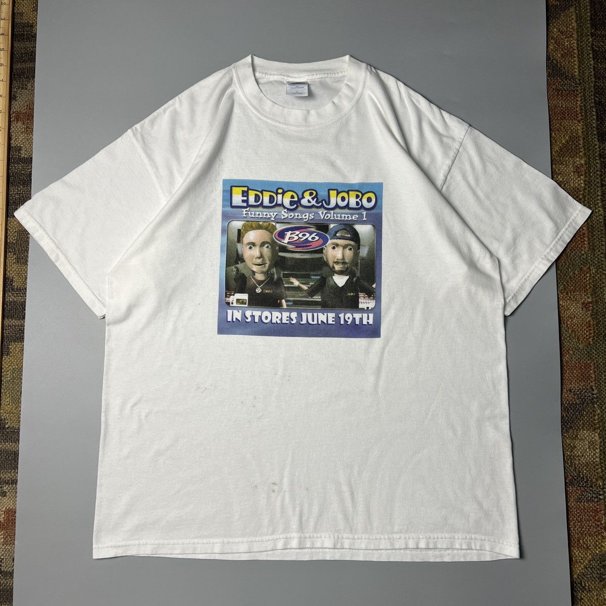 Vintage Vintage 90s B96 Radio Eddie & JoBo Dj Music Band Tees Size US XL / EU 56 / 4 - 1 Thumbnail