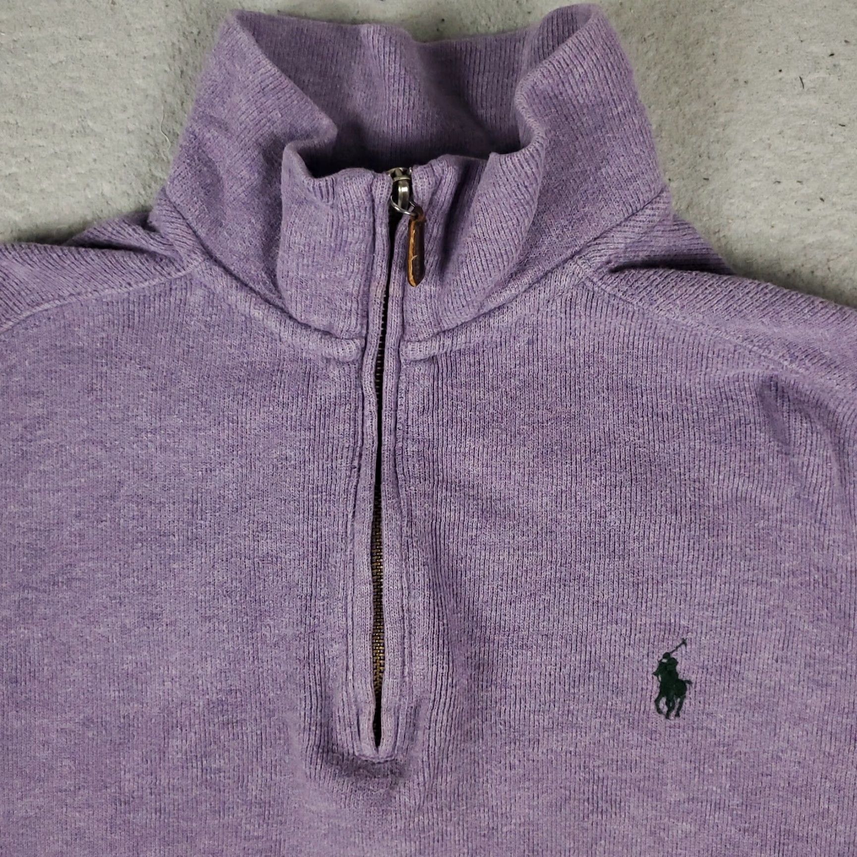 Ralph Lauren Ralph Lauren Sweater Mens Medium Purple 1/4 Zip Pullover Knit Logo Mock Neck Classic Size US M / EU 48-50 / 2 - 2 Thumbnail