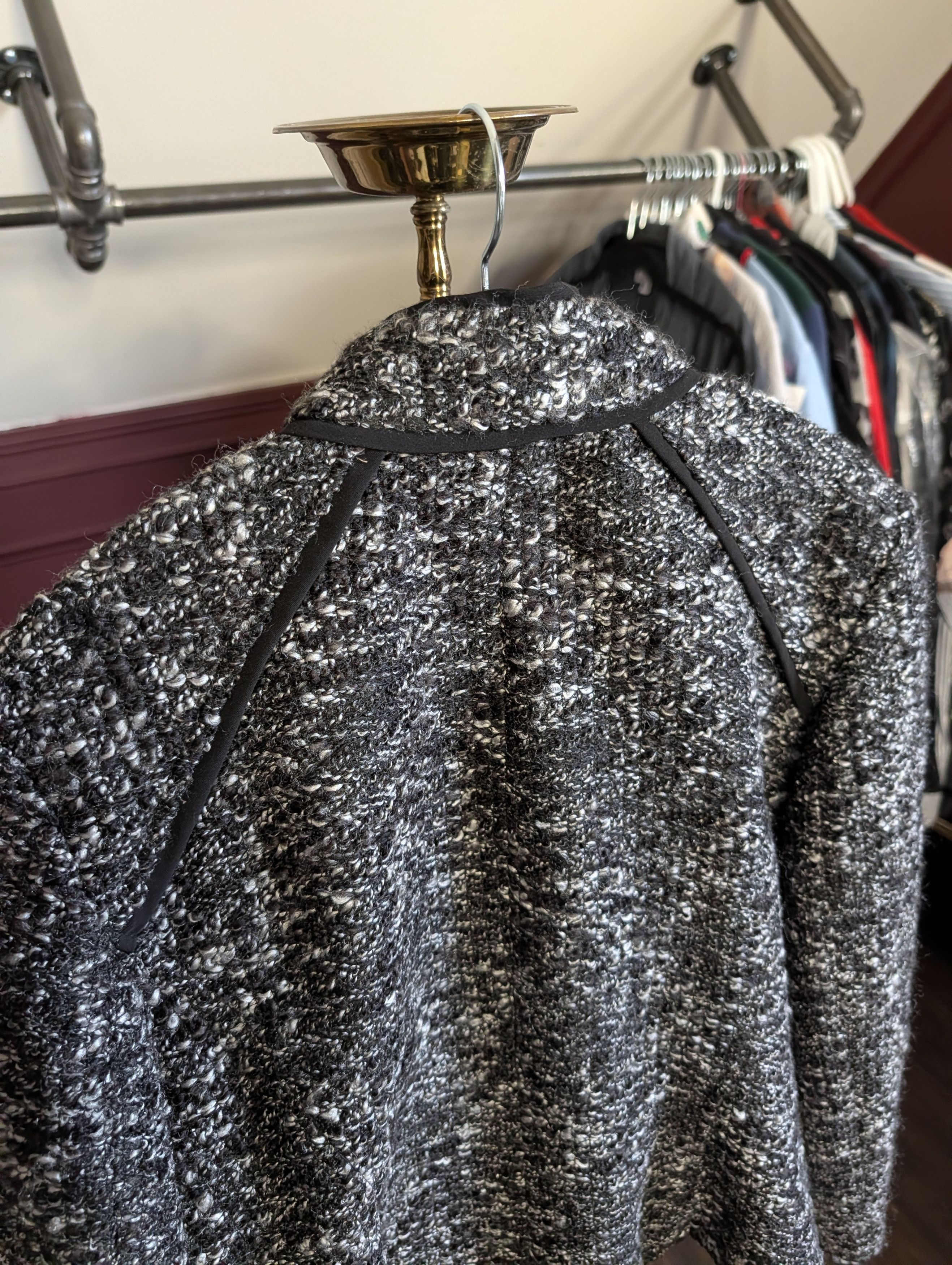 Sandro Gray knit tweed sporty raglan button-up jacket M Size M / US 6-8 / IT 42-44 - 12 Thumbnail