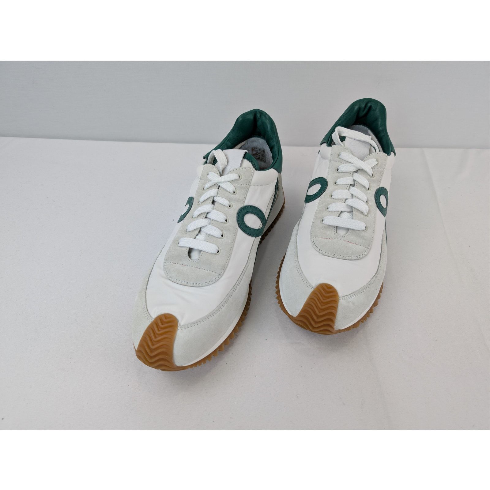 Loewe o1rshd1 Nylon Suede Flow Runner Sneakers in White/Dark Green Size US 13 / EU 46 - 8 Thumbnail