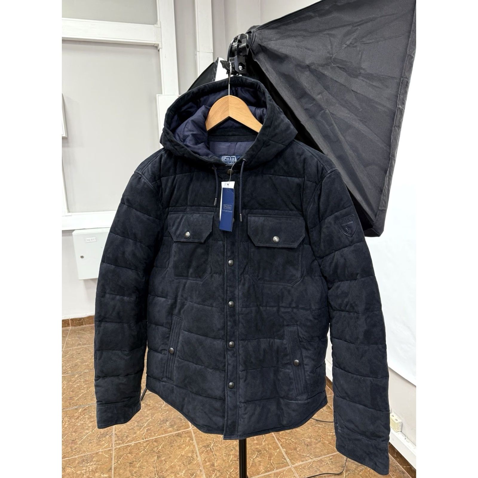 Ralph Lauren Ralph Lauren Polo Quilted Suede Hooded Jacket S Dark Blue Mens Quilted Hooded Jacket Size US S / EU 44-46 / 1 - 2 Thumbnail