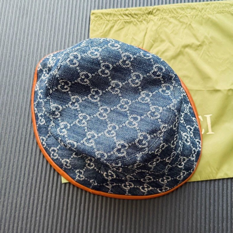Gucci Gucci SizeL Old flower fabric denim cotton hat Size ONE SIZE - 2 Thumbnail
