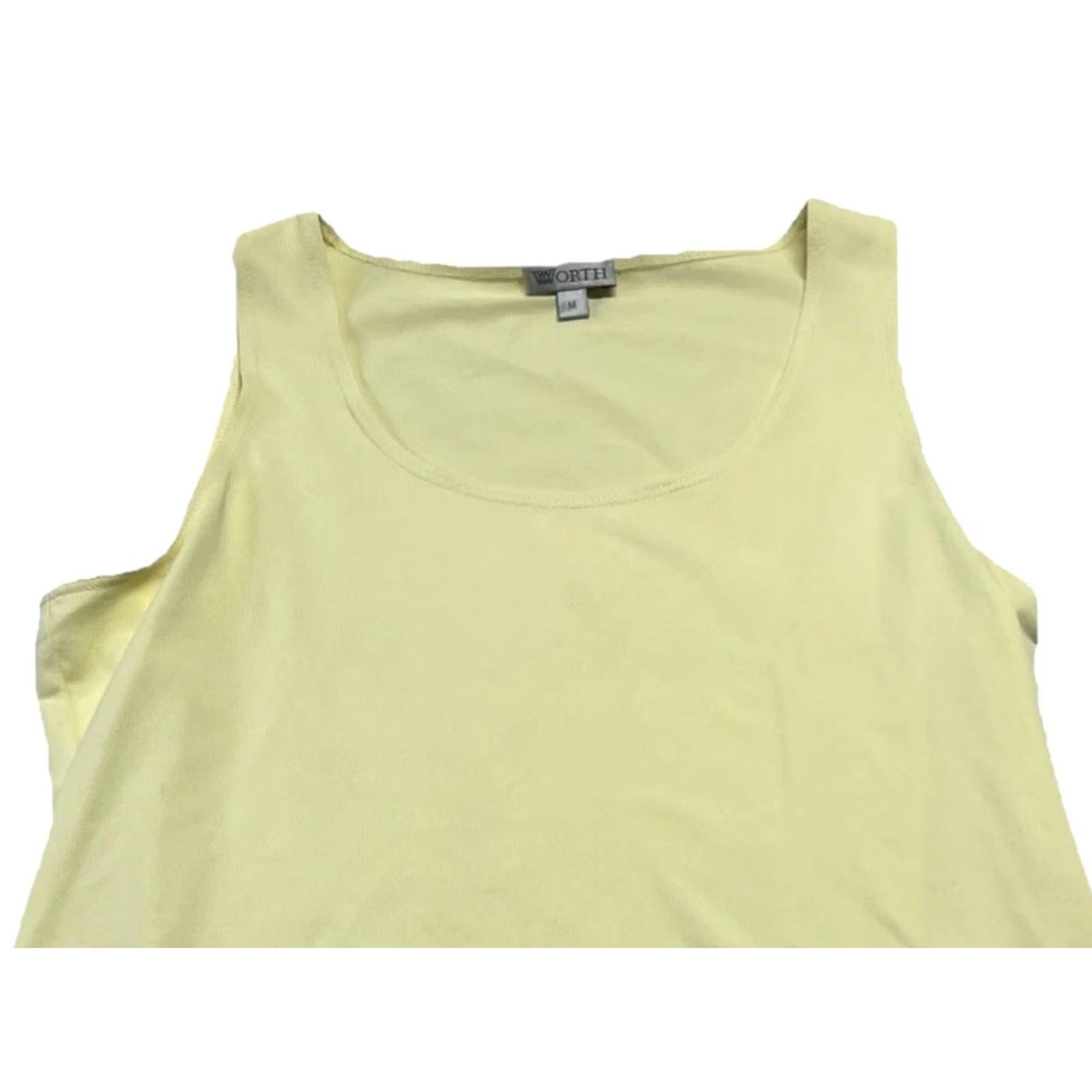 Vintage Worth Tank Tunic M Sleeveless Scoop Neck Knit A-Line Yellow Designer USA Women’s Minimalist Tank Top Size M / US 6-8 / IT 42-44 - 3 Thumbnail