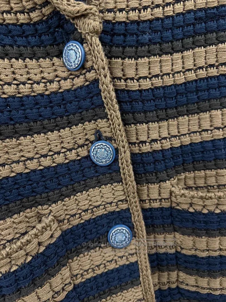 Chanel Chanel Station series khaki blue striped jacket Size XXS / US 00 / IT 34 - 2 Thumbnail
