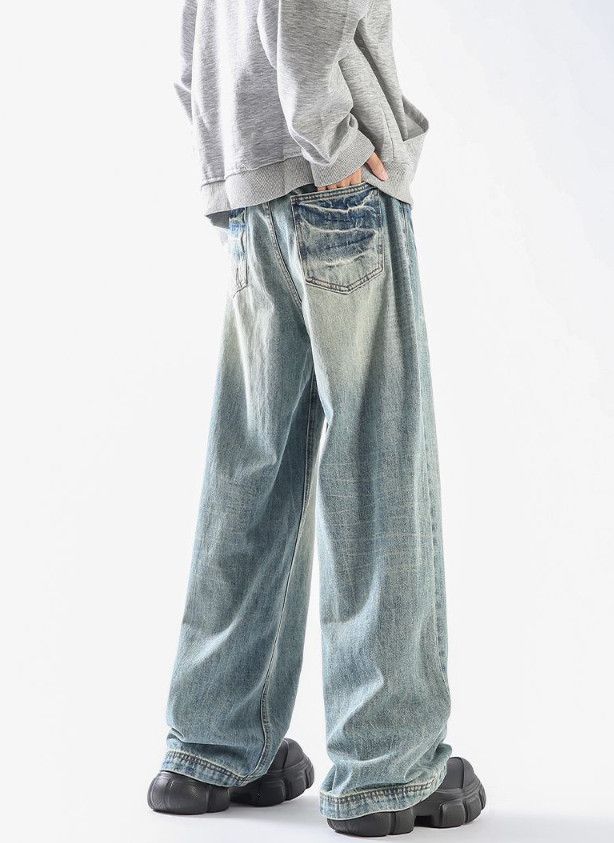 Jean Men's straight loose tie-dye American baggy jeans Size US 32 / EU 48 - 4 Thumbnail
