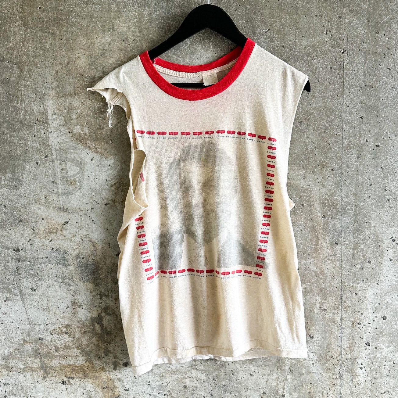 Vintage 70’s Thrashed “Pharmaceuticals Care” Promo Sleeveless Shirt Size US L / EU 52-54 / 3 - 2 Thumbnail
