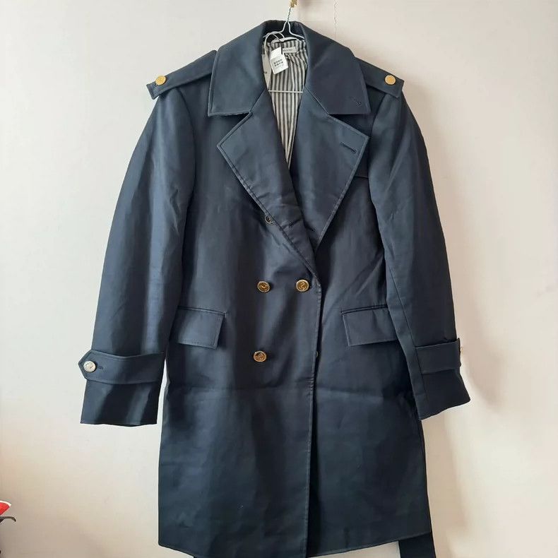 Thom Browne Thom Browne Deep blue gold buttoned trench coat Size US S / EU 44-46 / 1 - 1 Thumbnail