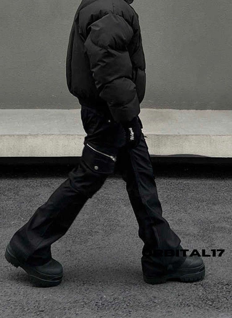 Japanese Brand Black Cargo Wide Leg Pants, Stacked Pants Size US 30 / EU 46 - 2 Thumbnail