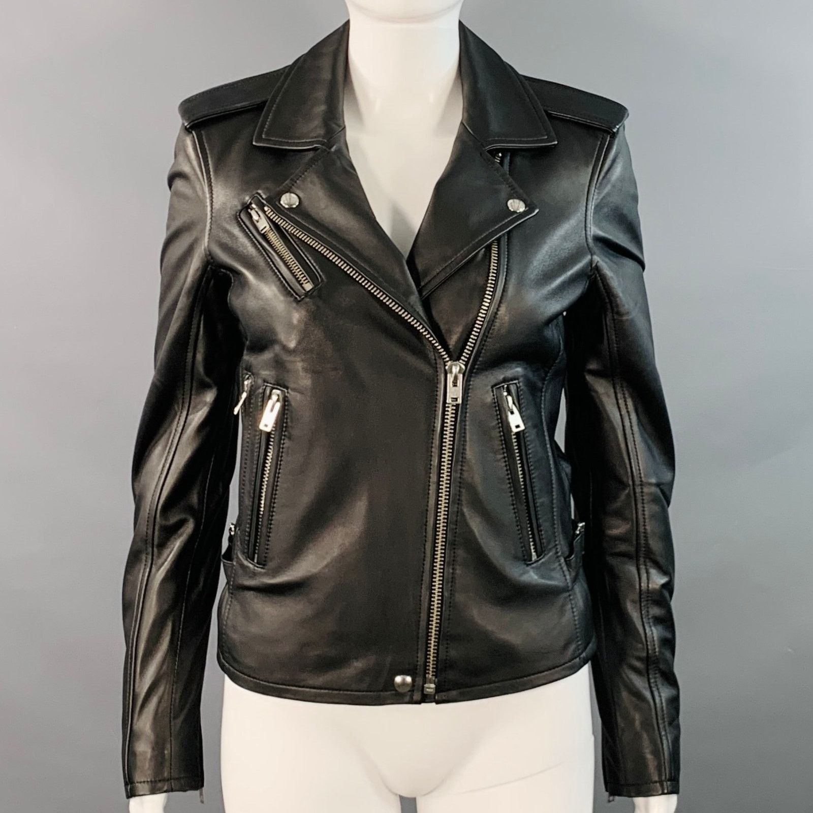 Iro IRO 2022 Size 0 Black Lambskin Leather Biker Jacket Size XS / US 0-2 / IT 36-38 - 1 Thumbnail