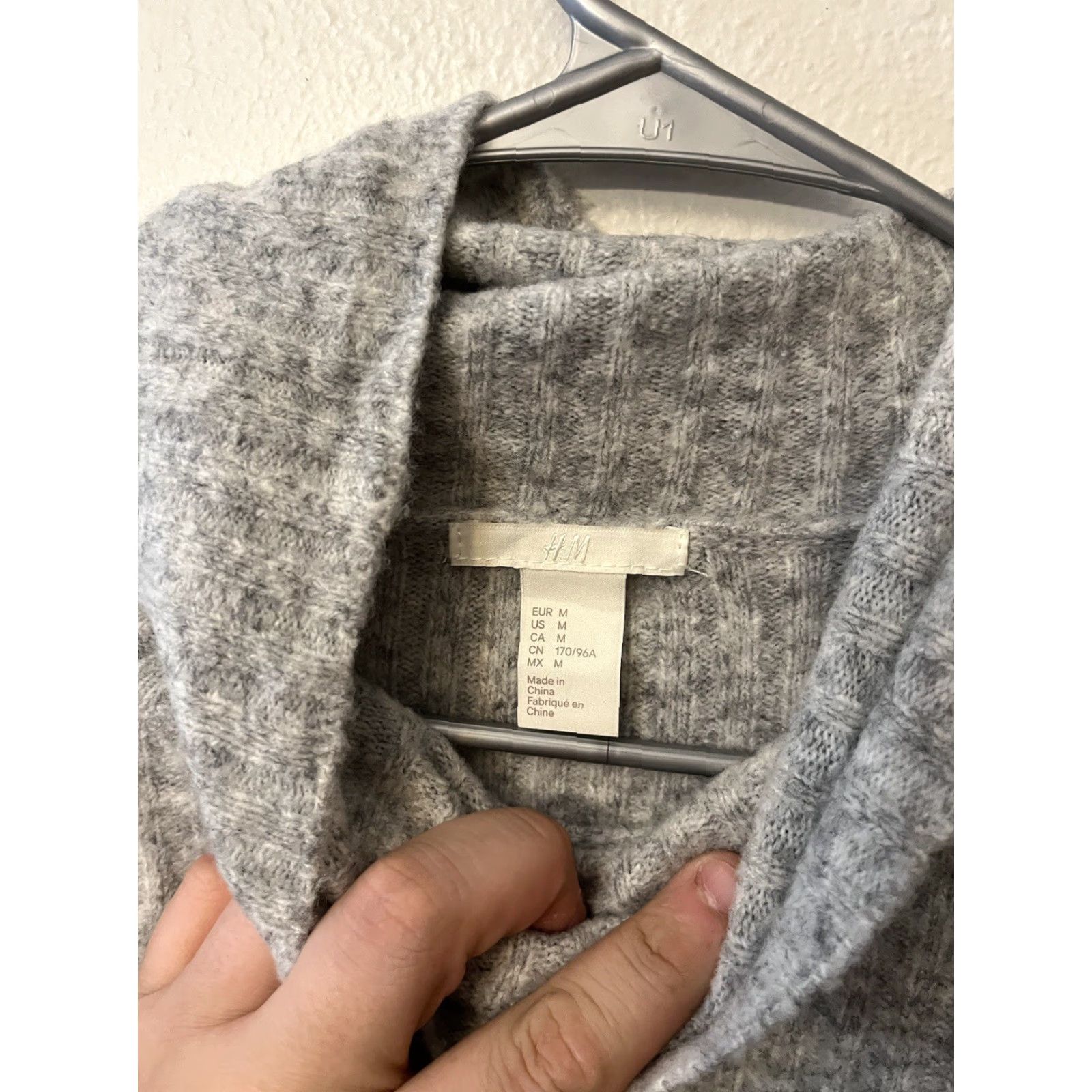 H&M H&M Cowl-Neck Sweater Lined Pullover Mixed Knit Gray Size M Womens Pullover Casual Knit Sweater Size M / US 6-8 / IT 42-44 - 2 Thumbnail