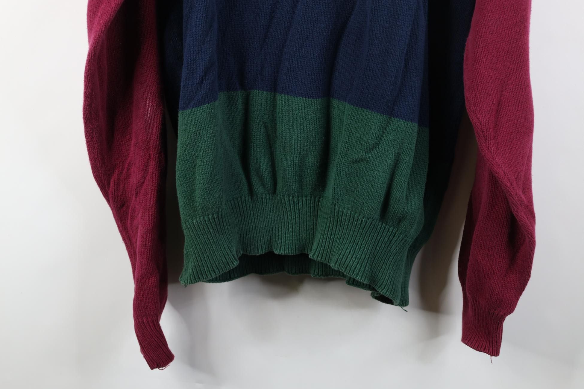 Vintage Vintage 90s Streetwear Block Cotton Knit Crewneck Sweater Size US XL / EU 56 / 4 - 11 Thumbnail