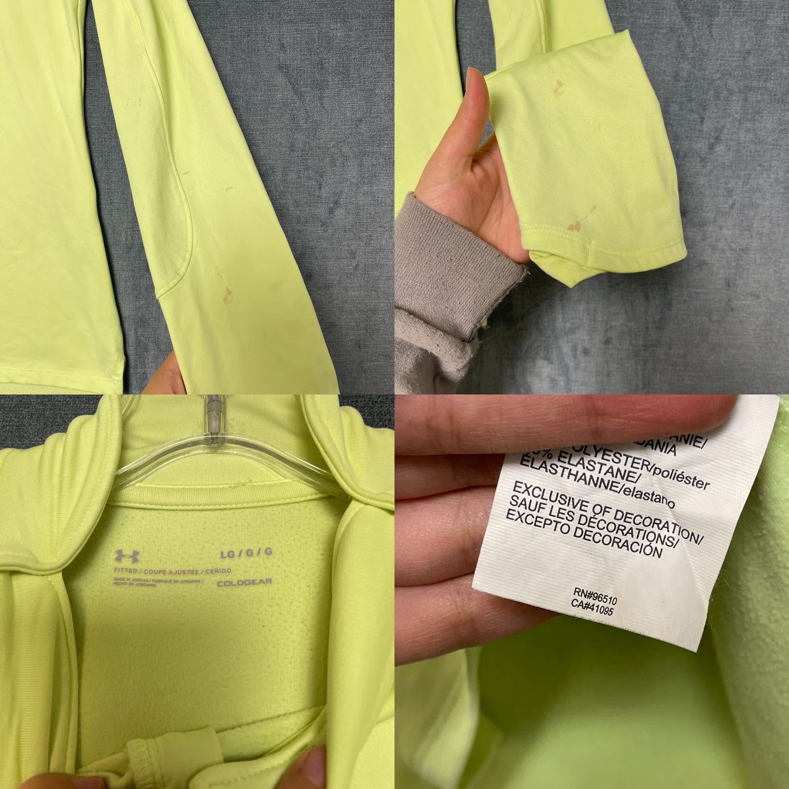 Under Armour Under Armour ColdGear Thermal Shirt Womens Large Yellow Fitted Logo Hi Low Hem Size L / US 10 / IT 46 - 8 Thumbnail