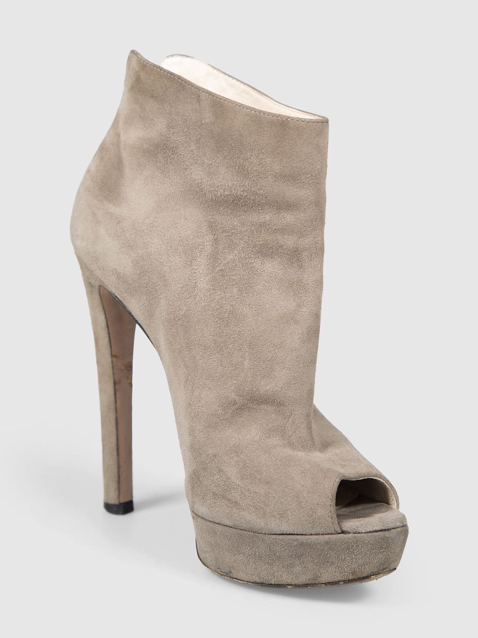Prada Brown Suede Peep Toe Boots Size US 7.5 / IT 37.5 - 1 Thumbnail
