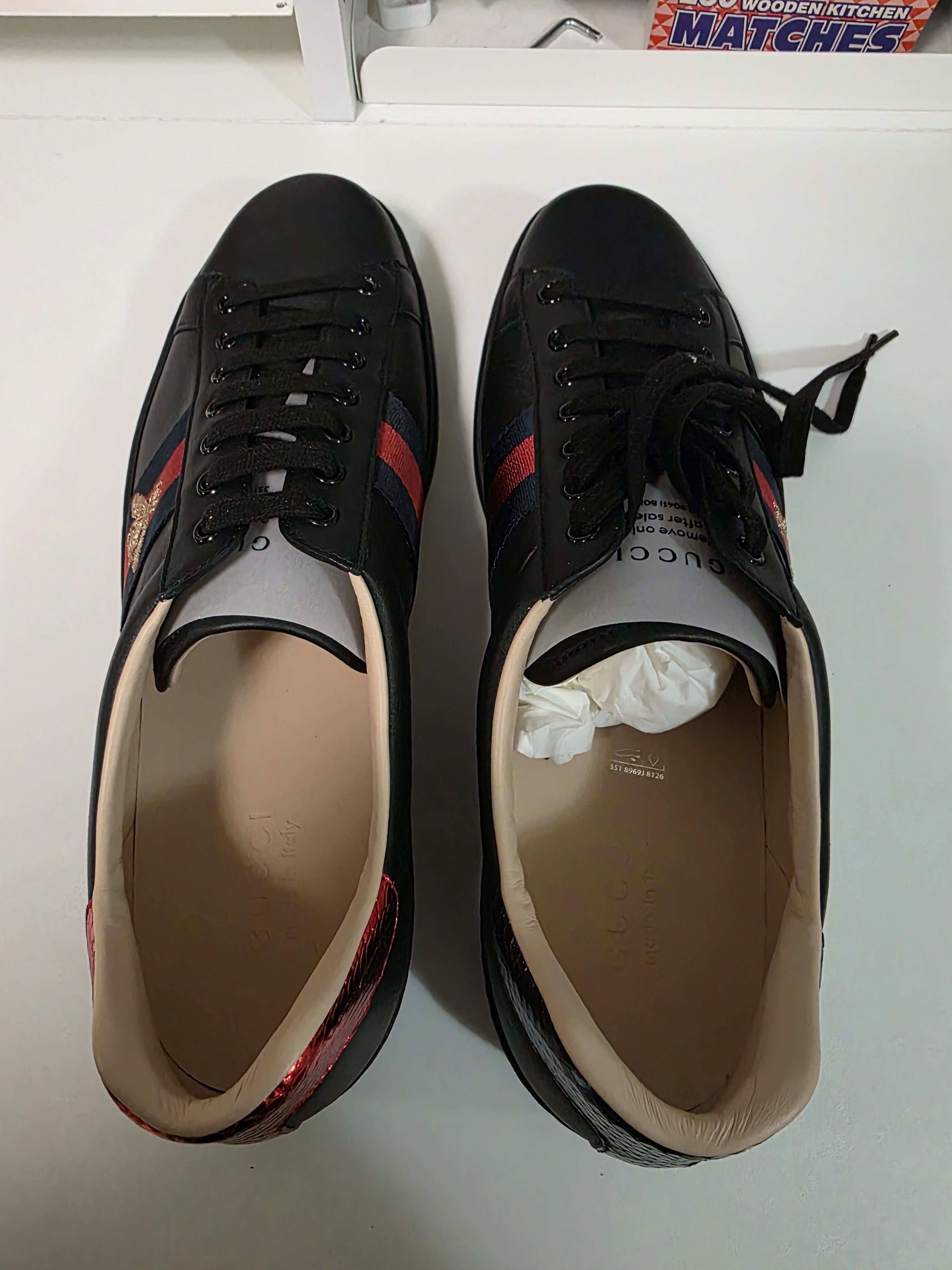 Gucci Ace Embroidered 'Black Bee' Size US 14 / EU 47 - 10 Thumbnail