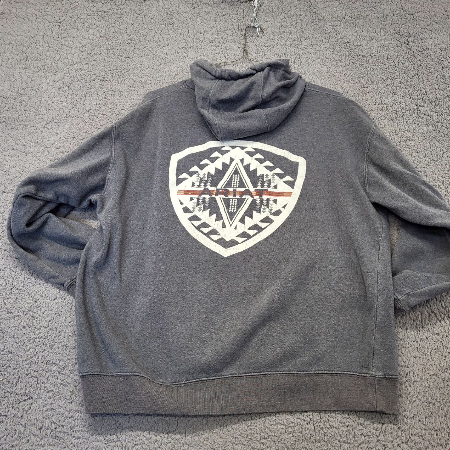 Ariat Ariat Hoodie Sweatshirt Mens Size L Grey Geometric Tree Cowboy Mountain Pullover Hooded Regular Fit Cotton Blend Crew Neck Size US L / EU 52-54 / 3 - 7 Thumbnail