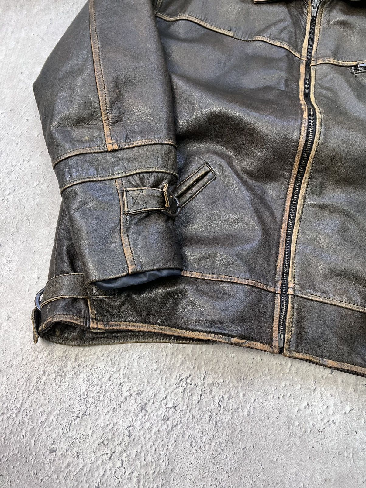 Vintage Vintage Brown avant garde genuine leather bomber jacket Size US M / EU 48-50 / 2 - 9 Thumbnail