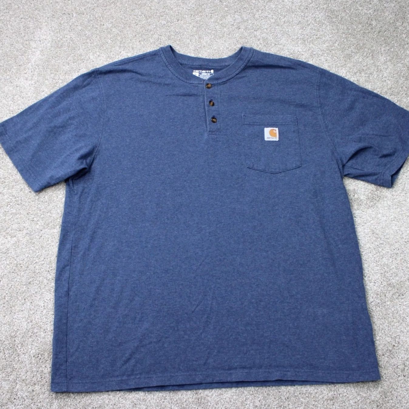 Carhartt Carhartt Henley Shirt Mens XL Blue Short Sleeve Cotton/Polyester Crew Neck T-Shirt Size US XL / EU 56 / 4 - 2 Thumbnail