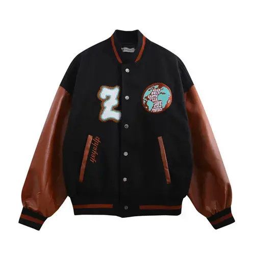 VIBE There's No Planet B Graphic Patchwork Varsity Jacket Size US M / EU 48-50 / 2 - 4 Thumbnail