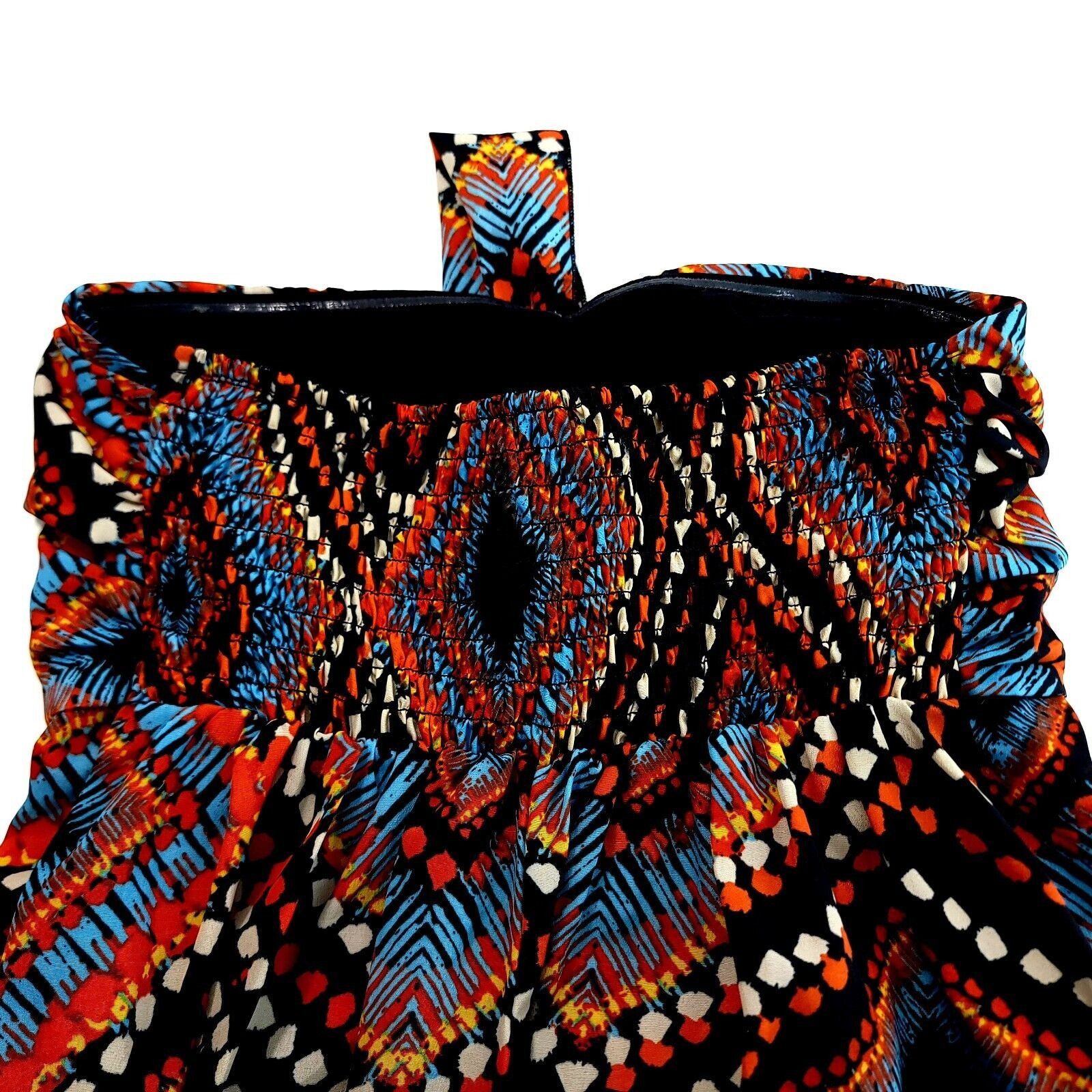 Vintage Band Of Gypsies Red Black Blue Geometric Tube Top Back Strap Size M / US 6-8 / IT 42-44 - 7 Thumbnail
