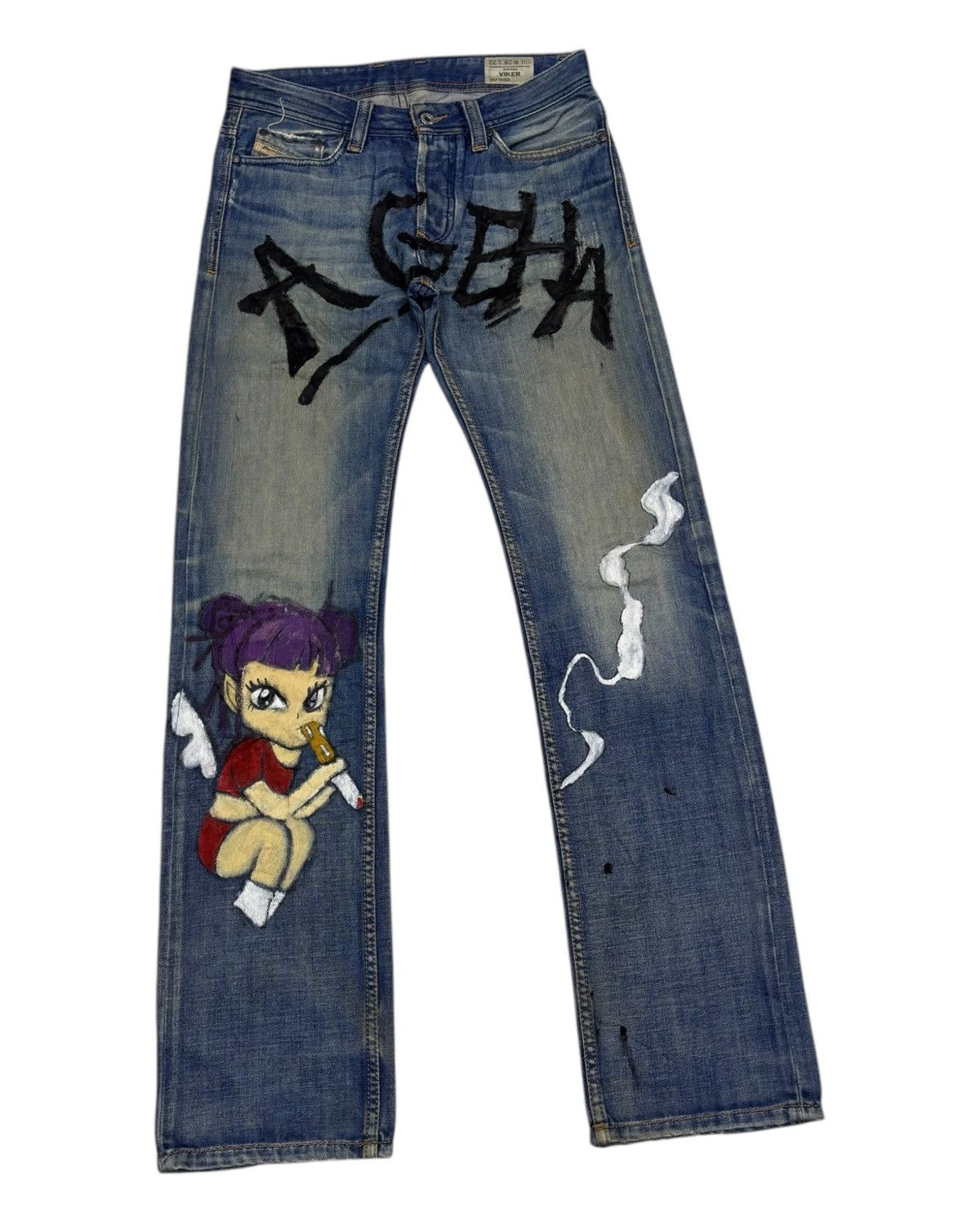 Diesel 🔥RARE DIESEL DENIM CUSTOM MADE AGEHA PAINT DISTRESS DENIM Size US 30 / EU 46 - 5 Thumbnail