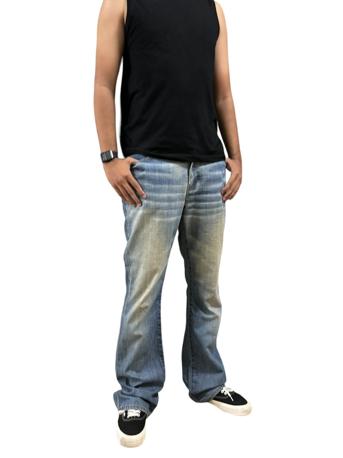 Jun Takahashi Vintage Y2K Japanese Brand Uniqlo Blue Wash Bootcut Jeans Size US 32 / EU 48 - 13 Thumbnail