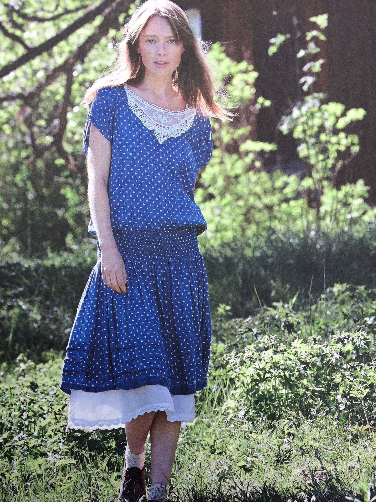 Vintage Ewa I Walla Blue Polka Dot Short Sleeve Midi Dress Size XS Size XS / US 0-2 / IT 36-38 - 1 Thumbnail