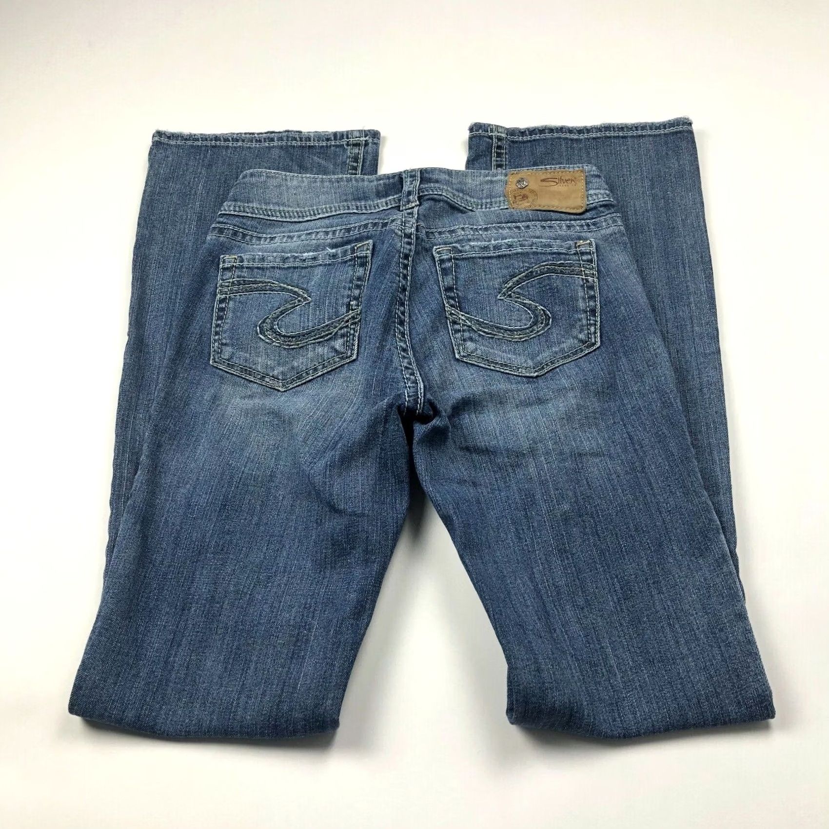 Vintage Silver Suki Flare Jeans 27W 34L Stretch Denim Cotton Blend 28in Waist 33.5in Inseam Women Size 27 Regular Blue Vintage: No Size 27" / US 4 / IT 40 - 2 Thumbnail