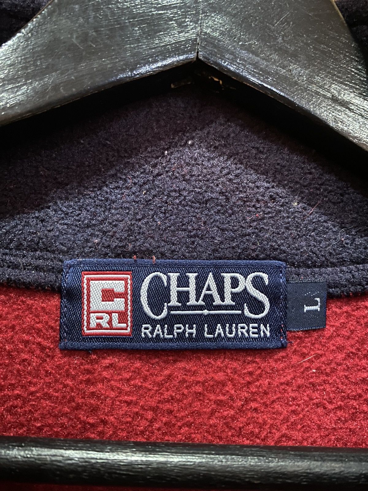 Chaps Ralph Lauren Vintage CHAPS Ralph Lauren Red Fleece Pullover Jacket Size US L / EU 52-54 / 3 - 7 Thumbnail