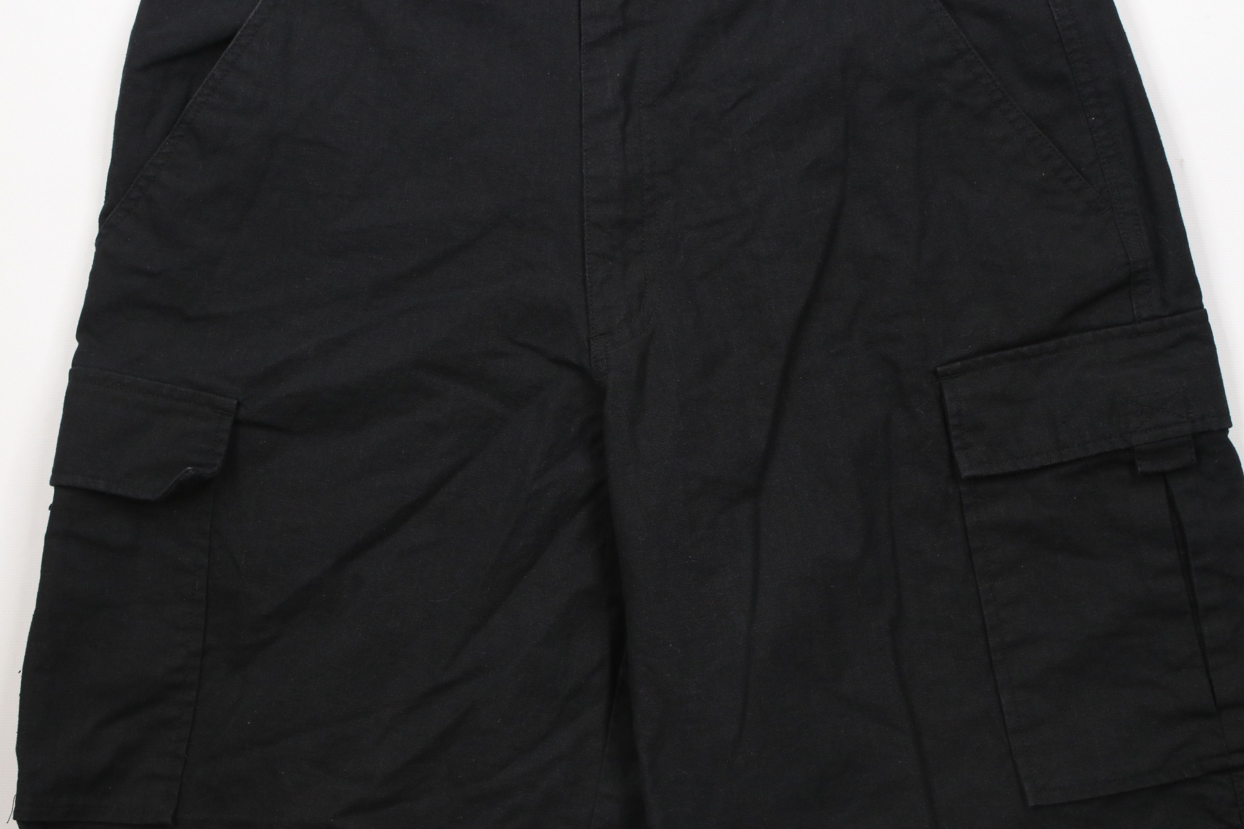 Vintage Vintage 90s Streetwear Fit Linen Blend Cargo Shorts Black Size US 36 / EU 52 - 3 Thumbnail