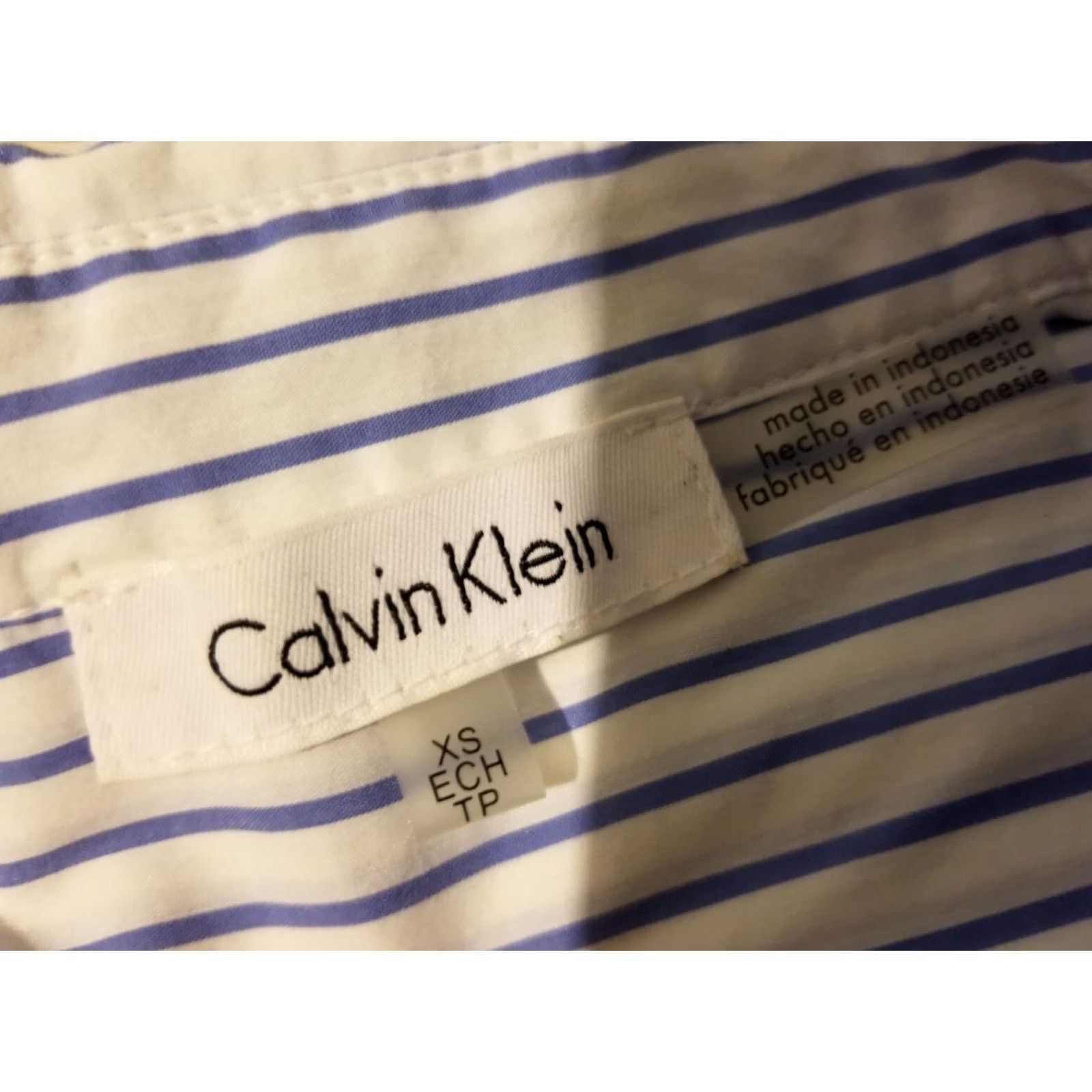 Calvin Klein Womens Calvin Klein Shirt Blouse XS White Stripes Cotton Size XS / US 0-2 / IT 36-38 - 3 Thumbnail