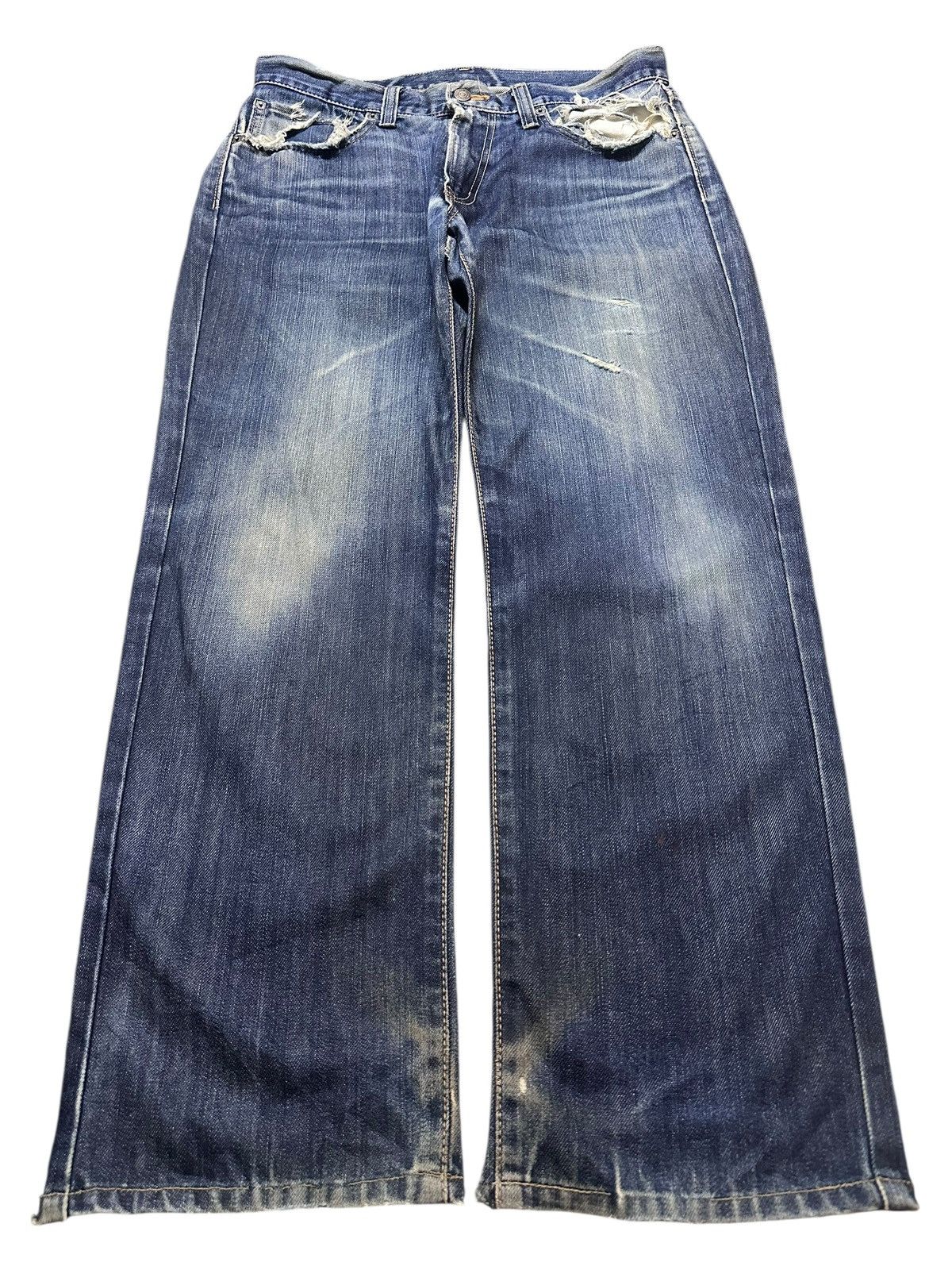 Edwin Vintage Distressed Edwin 403 Faded Wash Loose Baggy Style Size US 33 - 1 Thumbnail