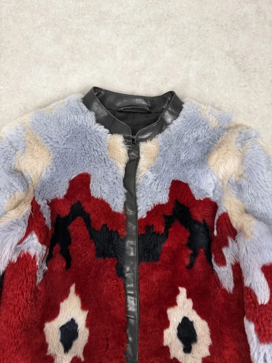 Emporio Armani FW2015 Emporio Armani Red & Blue Abstract Lamb Shearling Jacket Size M / US 6-8 / IT 42-44 - 9 Thumbnail