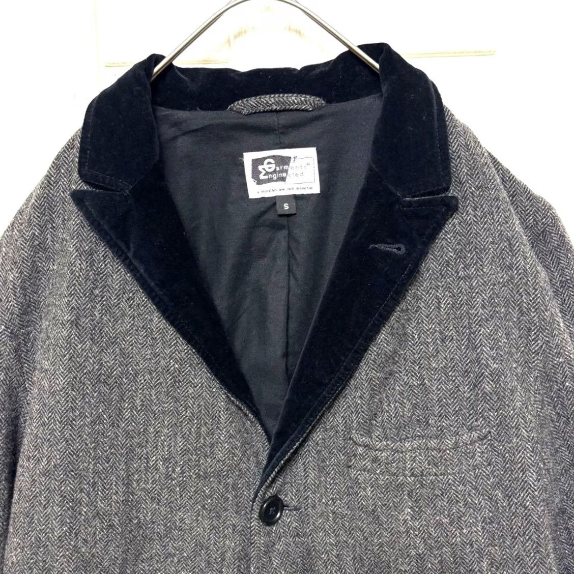 Engineered Garments ENGINEERED GARMENTS Swallowtail Herringbone Tweed Velour Collar Jacket - Gray - S Size US S / EU 44-46 / 1 - 3 Thumbnail