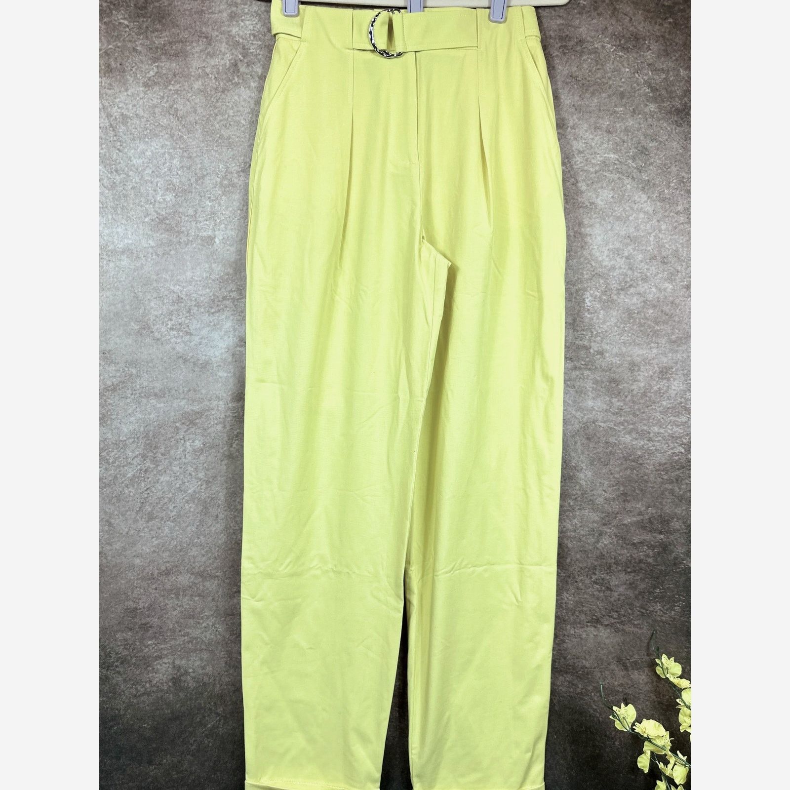 Tanya Taylor Tanya Taylor Tyler Cuffed Pleated Belted Pants Daffodil 4 Size 27" / US 4 / IT 40 - 5 Thumbnail