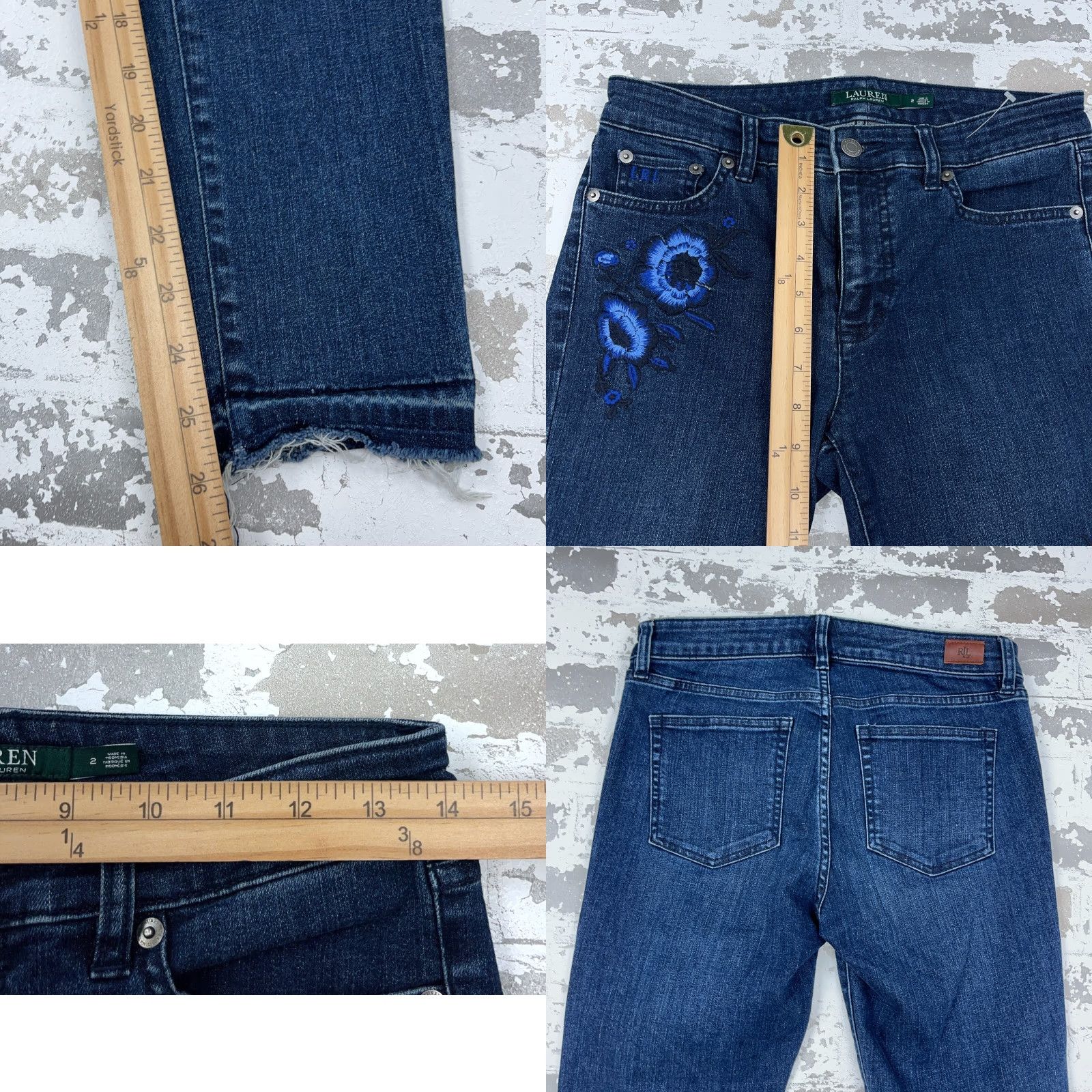 Ralph Lauren Lauren Ralph Lauren Jeans Women 2 Skinny Fir Dark Wash Embroidered Ladies LRL - Vintage? No (adjust within rules) Size 26" / US 2 / IT 38 - 8 Thumbnail