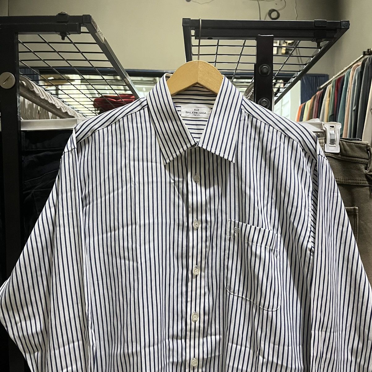 Balenciaga Vintage Balenciaga Striped Button Long Sleeve Shirt Size US L / EU 52-54 / 3 - 3 Thumbnail