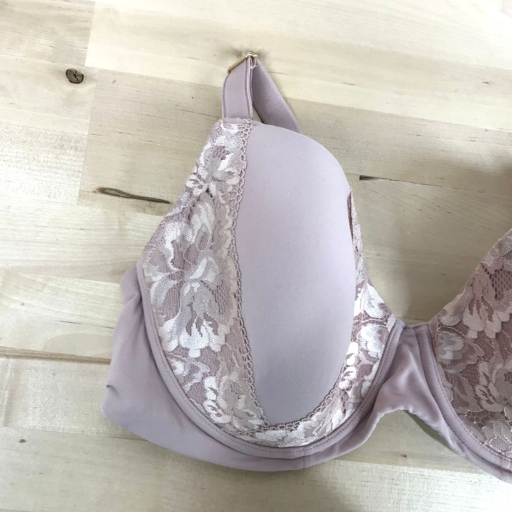 Vintage Soma Embraceable Perfect Coverage Bra Underwire 40D Dusty Mauve Lace Trim Size ONE SIZE - 2 Thumbnail