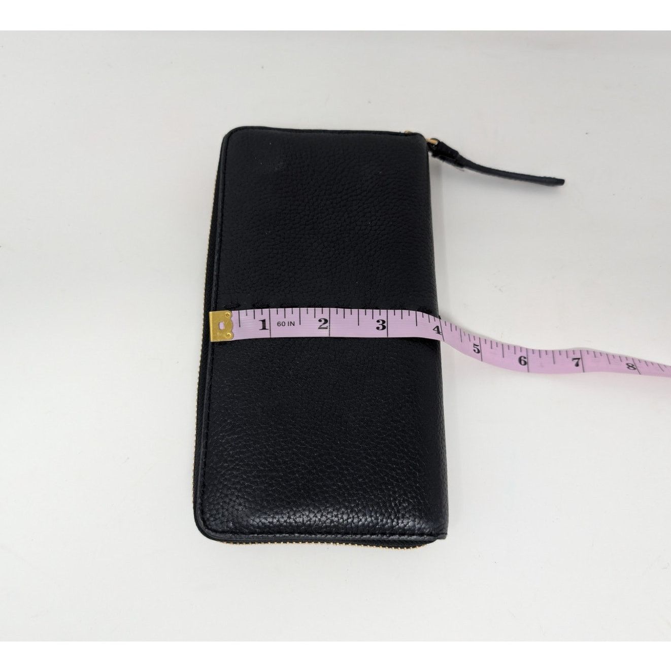 Tory Burch Tory Burch Black Leather Wallet Pebbled Logo Continental Size ONE SIZE - 6 Thumbnail