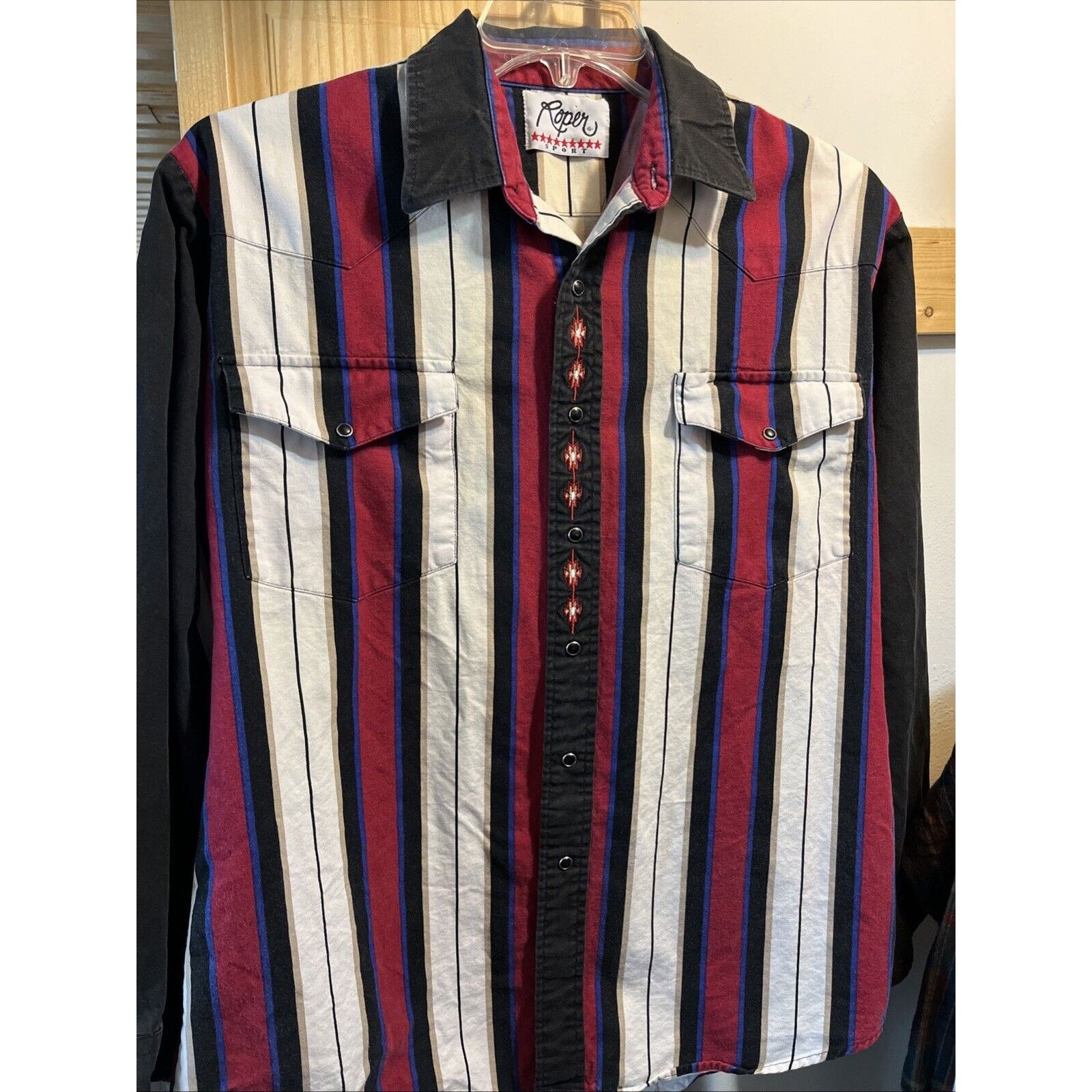Roper Roper Sport VTG Men’s L Red Striped Pearl Snap Western Shirt Size US L / EU 52-54 / 3 - 2 Thumbnail