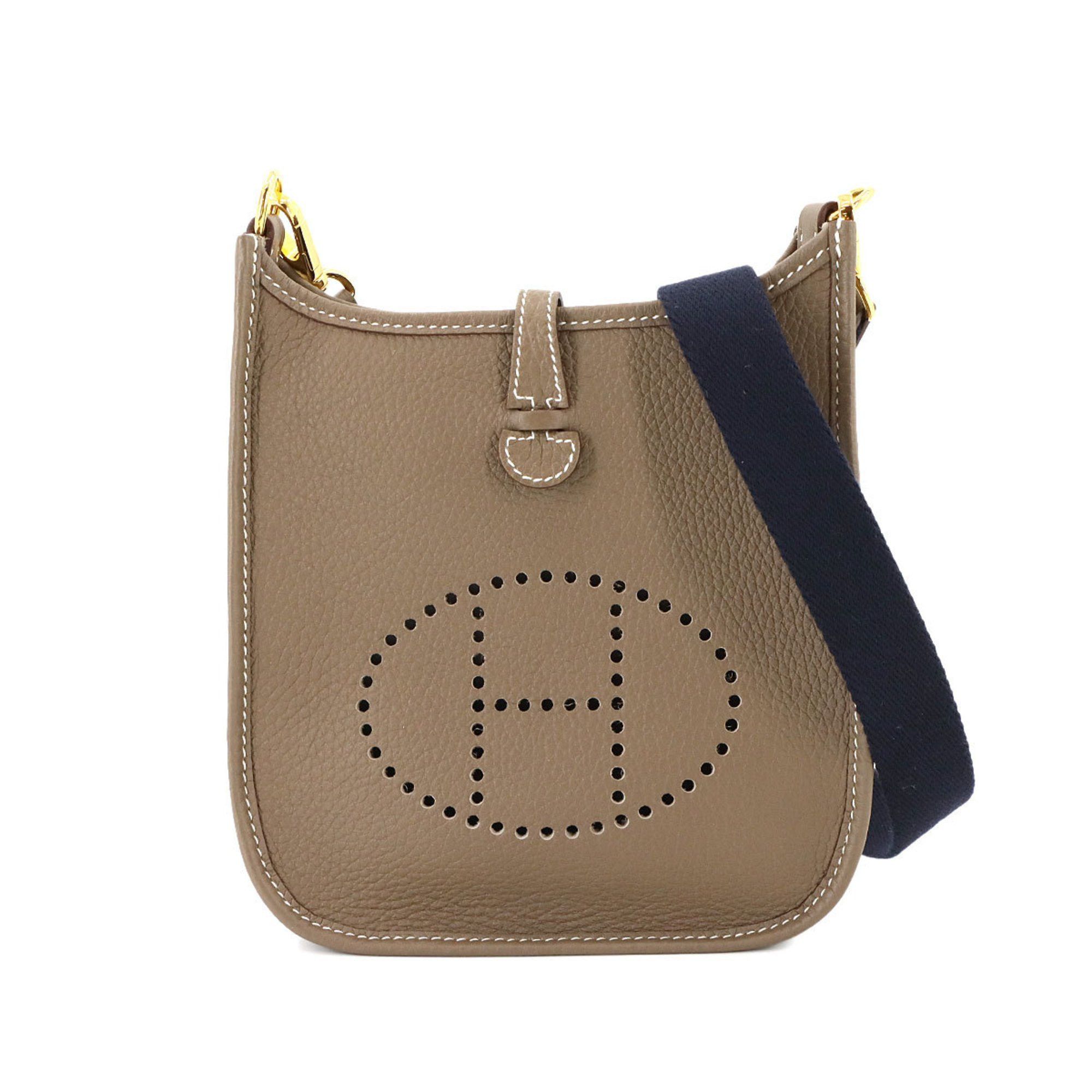 Hermes Evelyne Tpm Amazon Shoulder Bag Taurillon Clemence Etoupe Blue Indigo U Stamp, Women's