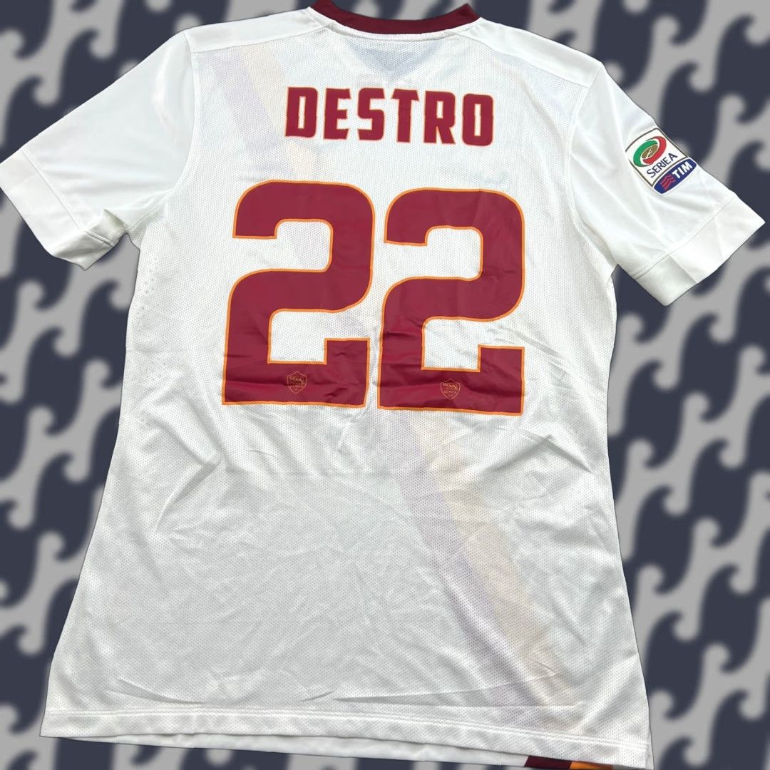Nike Nike Roma 2014 2015 Away Destro #22 Player Issue Football Jersey Mens Large White T-Shirt Jerseys Mens L White Nike Size US L / EU 52-54 / 3 - 1 Thumbnail